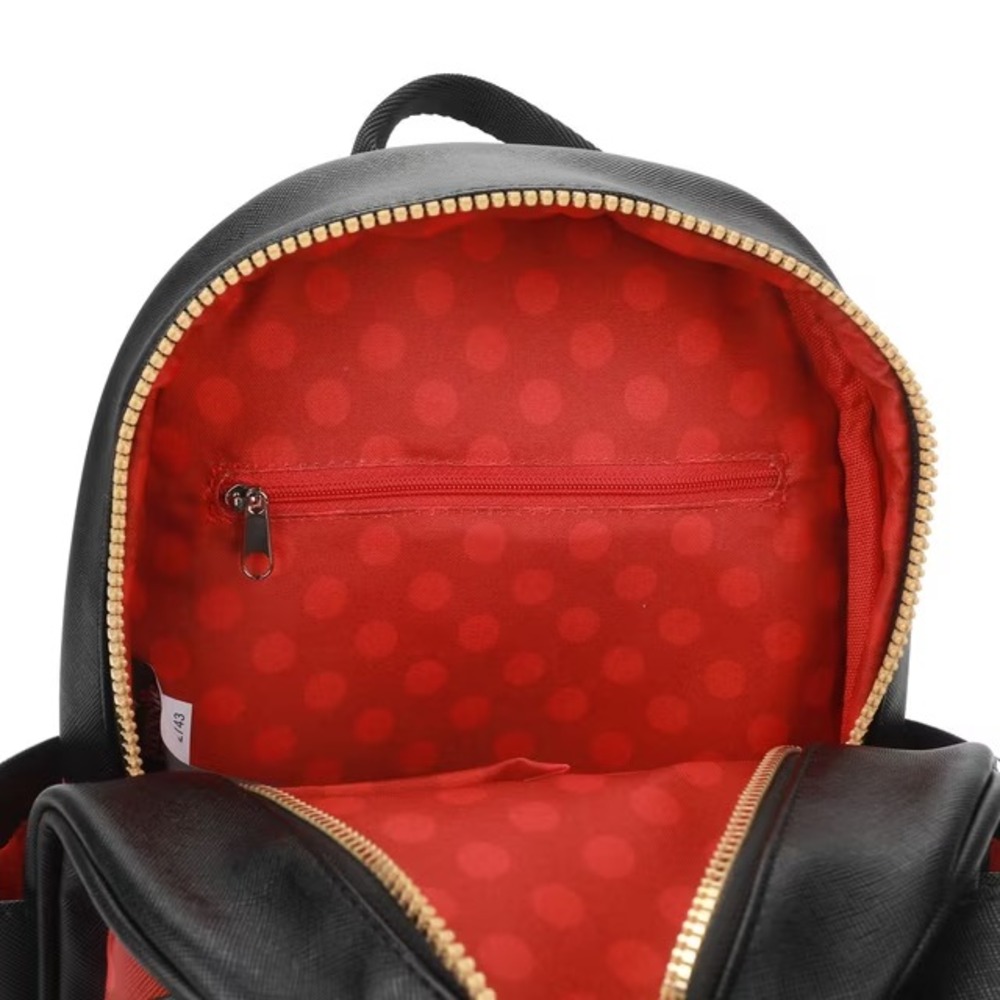 Disney Minnie Mouse Mini Backpack with Coin Pouch Charm Black Red Polka Dot - Picture 8 of 11